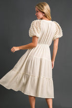 Load image into Gallery viewer, Umgee Puffed Sleeve Tiered Midi Dress in Cream Dress Umgee   
