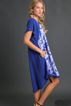 Load image into Gallery viewer, Umgee Linen Blend Dress with Front Floral Print in Royal Blue Dress Umgee   
