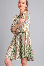 Load image into Gallery viewer, Umgee Mixed Print Tiered Dress in Olive Mix Dresses Umgee   

