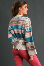 Load image into Gallery viewer, Umgee Aztec Print Pullover Sweater in Jade Sweaters Umgee   
