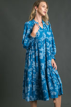 Load image into Gallery viewer, Umgee Floral Print Tiered Midi Dress in Turquoise Mix Dresses Umgee   
