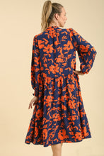 Load image into Gallery viewer, Umgee Floral Print Tiered Midi Dress in Midnight Mix Dresses Umgee   

