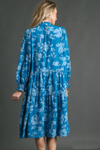 Load image into Gallery viewer, Umgee Floral Print Tiered Midi Dress in Turquoise Mix Dresses Umgee   
