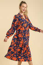 Load image into Gallery viewer, Umgee Floral Print Tiered Midi Dress in Midnight Mix Dresses Umgee   
