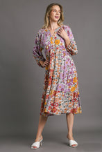 Load image into Gallery viewer, Umgee Lavender Mixed Floral Print Tiered Midi Dress Dress Umgee   
