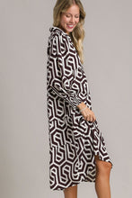 Load image into Gallery viewer, Umgee Geo Printed Tiered Midi Dress in Choco Dress Umgee   
