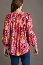 Load image into Gallery viewer, Umgee Mixed Print A-Line Top in Magenta Shirts &amp; Tops Umgee   

