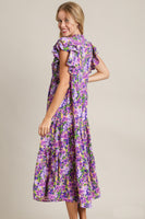 Umgee Floral Print A-Line Maxi Dress in Lavender ON ORDER Dresses Umgee   