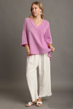 Load image into Gallery viewer, Umgee Waffle Knit Boxy Cut Top in Bubble Pink Shirts &amp; Tops Umgee   
