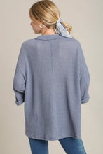 Load image into Gallery viewer, Umgee Waffle Knit Boxy Cut Top in Slate Blue Shirts &amp; Tops Umgee   

