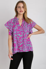 Load image into Gallery viewer, Umgee Two-Toned Abstract Print Top in Mint Shirts &amp; Tops Umgee   
