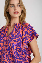 Load image into Gallery viewer, Umgee Two-Toned Abstract Print Top in Purple Shirts &amp; Tops Umgee   
