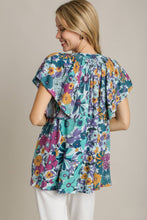 Load image into Gallery viewer, Umgee Floral Print Boxy Cut Top in Jade Mix ON ORDER Shirts &amp; Tops Umgee   
