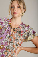 Umgee Mixed Floral Print A-Line Dress in Lavender Mix ON ORDER Dress Umgee   