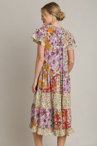 Umgee Mixed Floral Print A-Line Dress in Lavender Mix ON ORDER Dress Umgee   