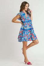 Load image into Gallery viewer, Umgee Short Abstract Print Tiered Dress in Periwinkle Dress Umgee   
