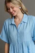 Load image into Gallery viewer, Umgee Solid Color Tunic Top with Back Tiered Details in Sky Blue Shirts &amp; Tops Umgee   
