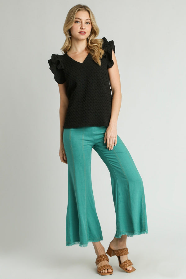 Umgee Solid Color Textured Jacquard Top in Black Shirts & Tops Umgee   