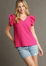 Load image into Gallery viewer, Umgee Solid Color Textured Jacquard Top in Hot Pink Shirts &amp; Tops Umgee   
