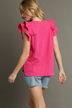 Load image into Gallery viewer, Umgee Solid Color Textured Jacquard Top in Hot Pink Shirts &amp; Tops Umgee   
