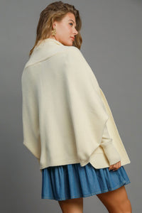 Umgee Solid Color Open Front Knit Cardigan in Cream