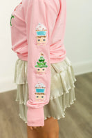 Grace+Emma Sequin HOLLY JOLLY Sweatshirt in Pink
