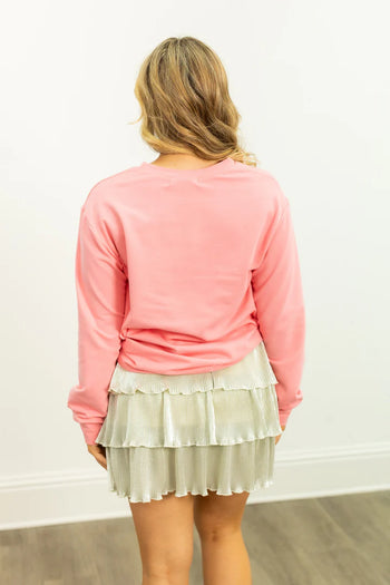 Grace+Emma Glitter Snowman Sweatshirt in Pink