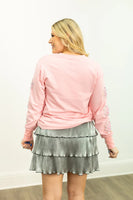 Grace+Emma Pearl "MERRY" Sweatshirt in Pink