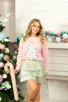 Grace+Emma Christmas Cookie Patch Sweatshirt in Pink