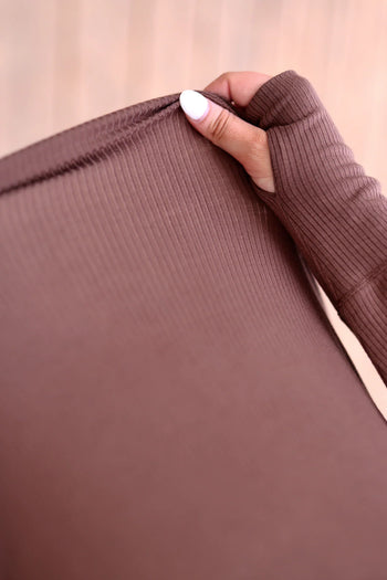 Jadelynn Brooke Never Better Ribbed Top in Espresso