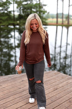 Load image into Gallery viewer, Jadelynn Brooke Never Better Ribbed Top in Espresso
