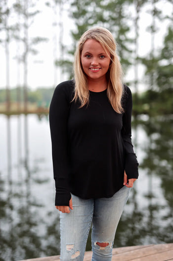 Jadelynn Brooke Never Better Ribbed Top in Midnight