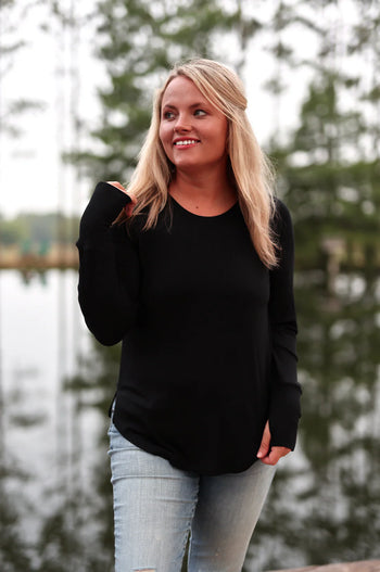 Jadelynn Brooke Never Better Ribbed Top in Midnight