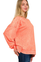 Load image into Gallery viewer, Acid Washed French Terry Pullover Top in Coral Shirts &amp; Tops Zenana   
