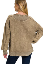 Load image into Gallery viewer, Acid Washed French Terry Pullover Top in Mocha Shirts &amp; Tops Zenana   
