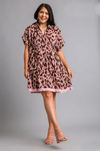 Umgee Light Mauve Animal Print Tiered Dress Dresses Umgee   