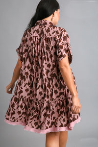 Umgee Light Mauve Animal Print Tiered Dress Dresses Umgee   