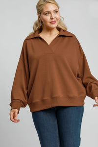 Umgee Solid Color Buttery Soft Knit Top in Terracotta