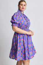 Load image into Gallery viewer, Umgee Floral Print Ruffle Detailed Mini Dress in Periwinkle Mix
