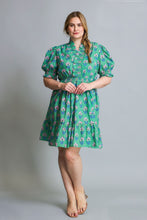 Load image into Gallery viewer, Umgee Floral Print Ruffle Detailed Mini Dress in Green Mix
