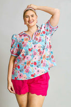 Load image into Gallery viewer, Umgee Bright Floral Print Top in Pink/Aqua
