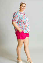 Load image into Gallery viewer, Umgee Bright Floral Print Top in Pink/Aqua
