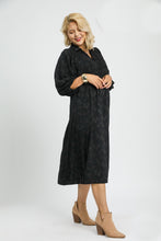 Load image into Gallery viewer, Umgee Solid Color Jacquard Textured Midi Dress in Black
