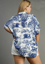 Load image into Gallery viewer, Umgee Two Toned Landscape Print Top in Blue Mix Shirts &amp; Tops Umgee   
