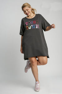 Umgee Game Day Style Mini Dress in Charcoal