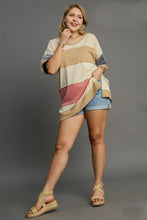 Load image into Gallery viewer, Umgee Color Block Tunic Top in Tan Mix
