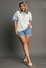 Load image into Gallery viewer, Umgee Mixed Solid &amp; Stripe Contrasting Top in Off White
