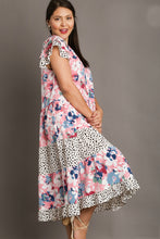 Load image into Gallery viewer, Umgee Mixed Print Midi Dress in Blush Mix
