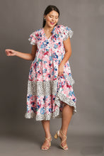 Load image into Gallery viewer, Umgee Mixed Print Midi Dress in Blush Mix
