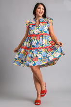 Load image into Gallery viewer, Umgee Floral Print Dress in Teal Blue Mix ON ORDER Dresses Umgee   
